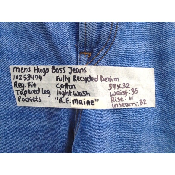Hugo Boss R.E Maine Jeans Mens Size 34x32 Regular Fit Stretch Denim Blue - Picture 6 of 13